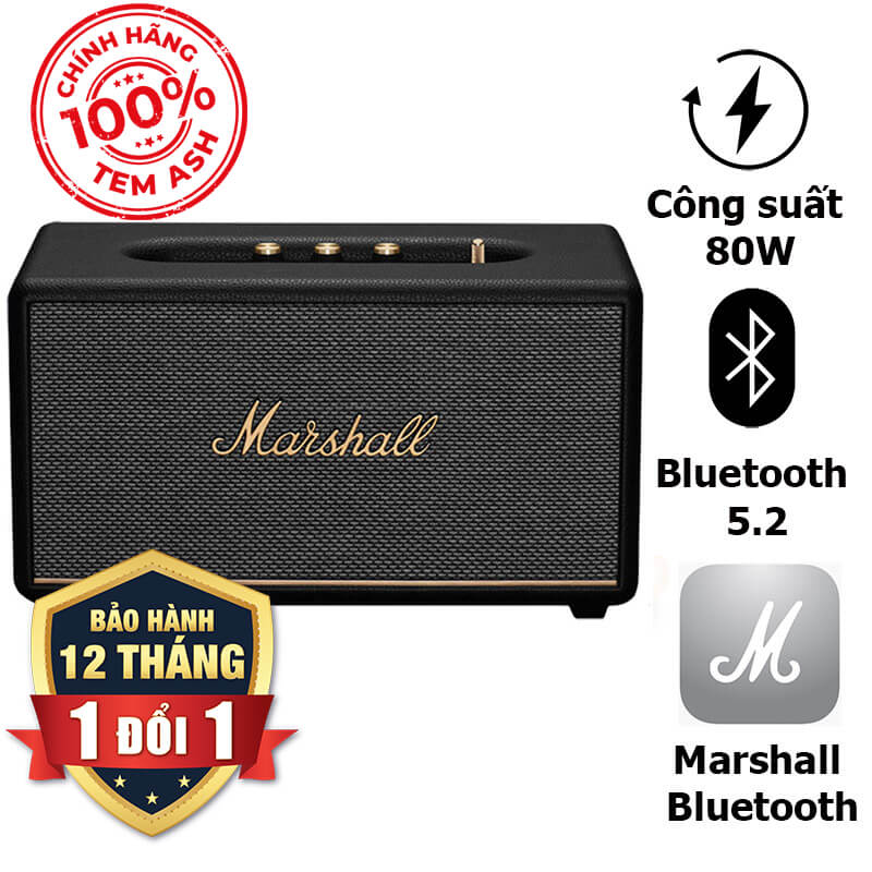 Loa Marshall Stanmore III (3) Chính Hãng Tem ASH, Công Suất 80W, Bluetooth 5.2, AUX, RCA, Nút Đa Hướng