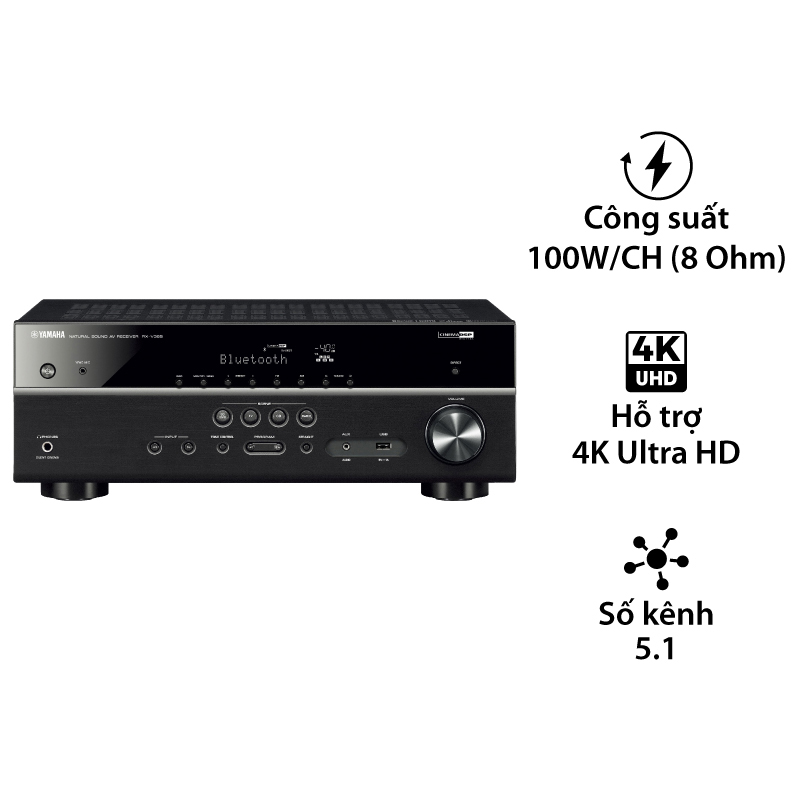 Amply Yamaha RX-V385, 4K Ultra HD, 5.1 Kênh, 100W/CH, Bluetooth