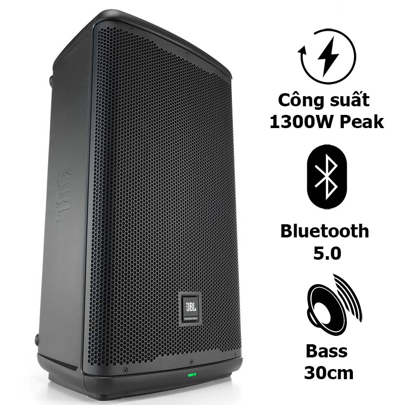 Loa JBL Eon 712, Bass 30 cm, Công suất (1300W Peak, 650W RMS), Mixer 3 kênh, Mixer 3 kênh, LCD, Bluetooth, XLR