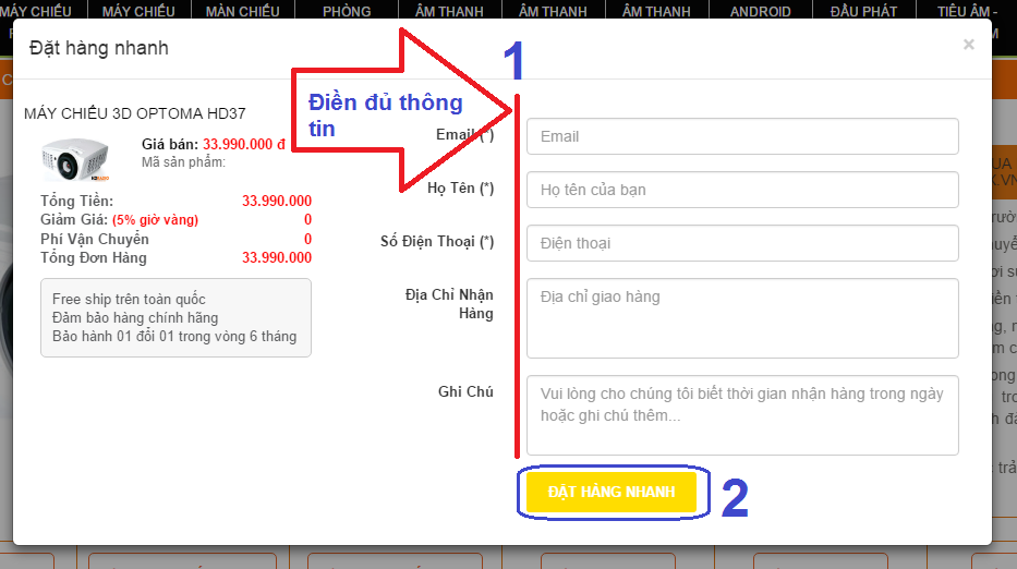 Hướng dẫn đặt hàng online tại kênh mua hàng HDradio.vn