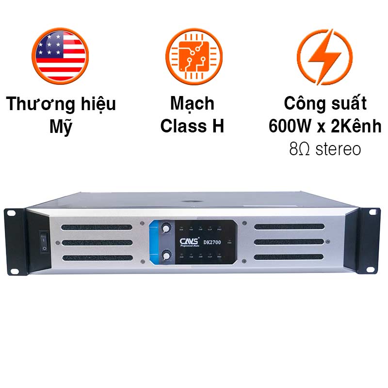 Cục đẩy công suất CAVS DK2700, 600W x2 Kênh, Class H