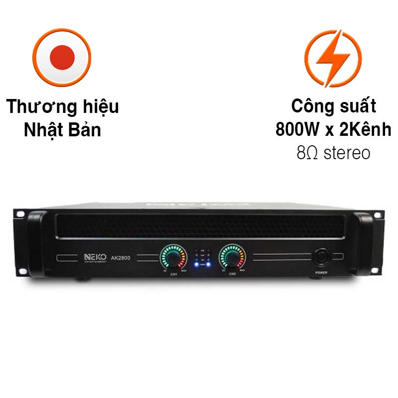 Cục Đẩy Công Suất Neko AK2800, 2 kênh, 800W