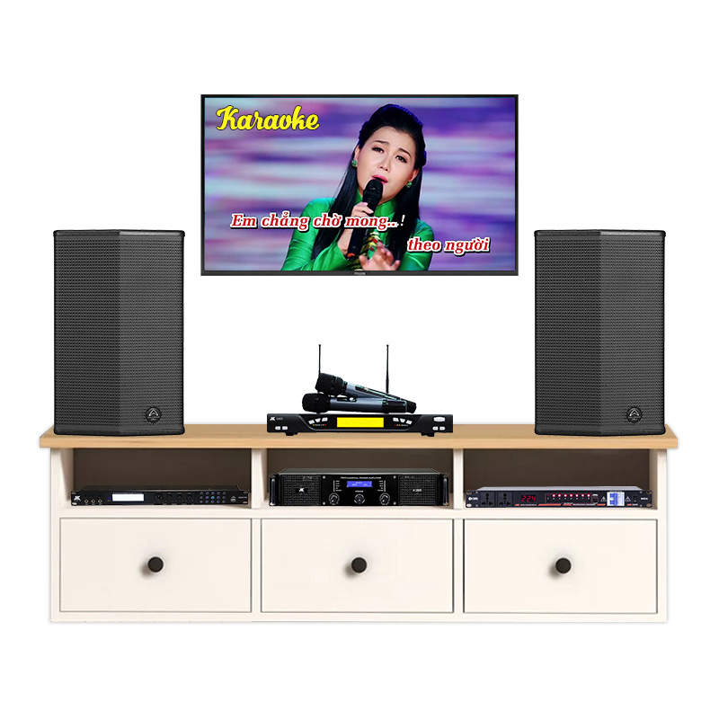 Dàn Karaoke Wharfedale  KH67 (Wharfedale Sigma X12, Công suất, X3000 Pro, micro K800, quản lý nguồn)