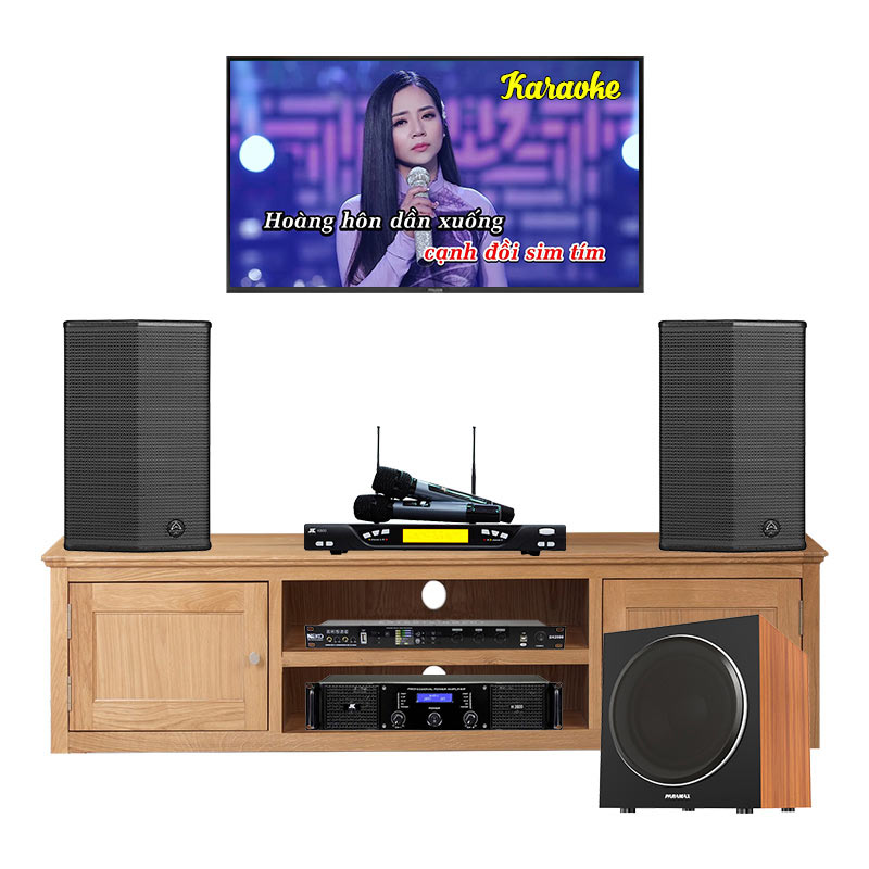 Dàn Karaoke Wharfedale KH74 (Wharfedale Sigma X12,Công suất, vang cơ, micro K800, loa sub SW1800)