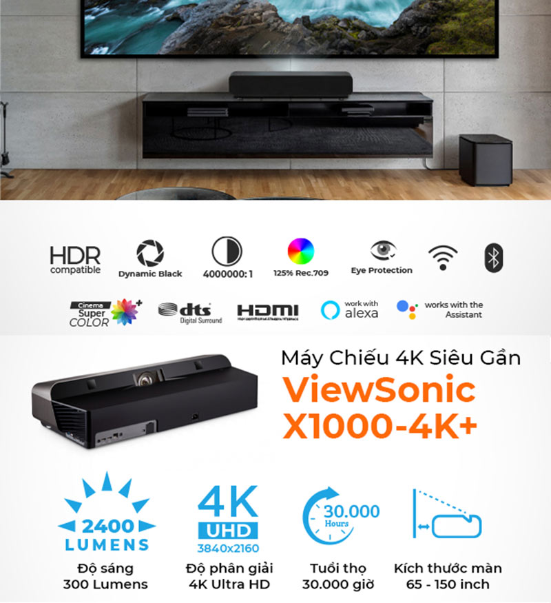máy chiếu 4K ViewSonic X1000 4K plus