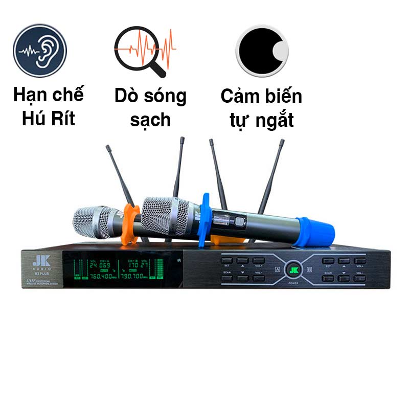 Micro không dây JKAudio B3 Plus, Cảm biến tự ngắt, Dò sóng sạch, Hạn Chế Rú Rít