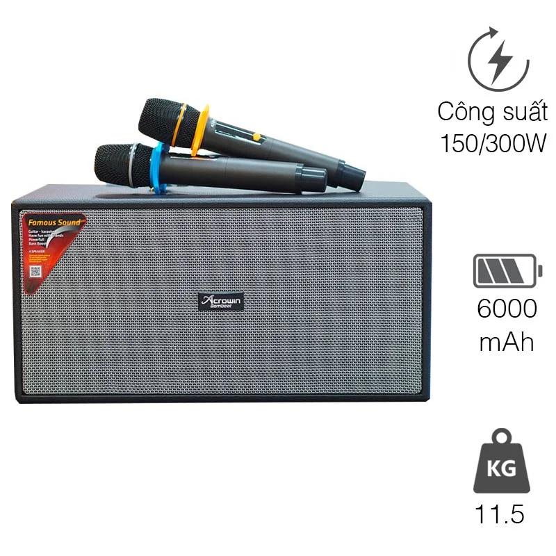 Loa Acrowin SA310, Bass 16cm, Công suất 150W, Bluetooth, Optical, kèm 2 tay mic