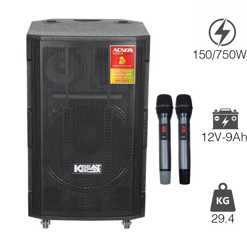 Loa kéo Acnos CB4800Plus, Bass 40cm, Pin 3h - 5h , Công Suất 150W RMS, Bluetooth, 2 Tay Micro