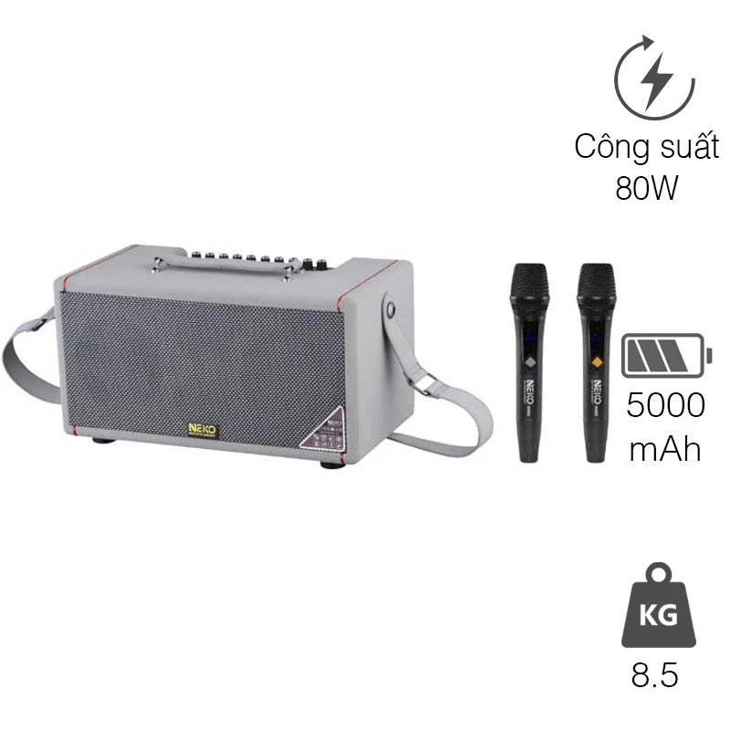 Loa Neko NK03, Công suất 80W, Bluetooth, Aux, Kèm 2 Micro