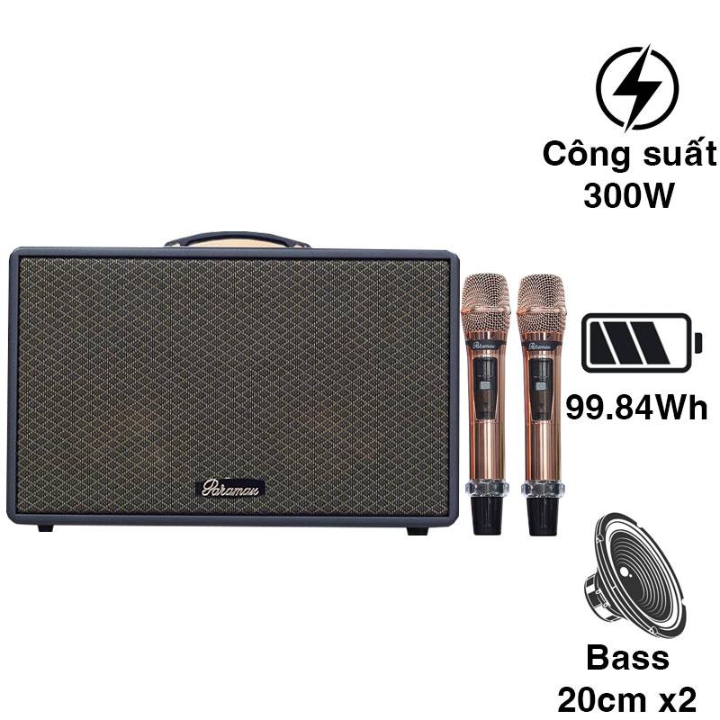 Loa Paramax Saga, Bass 20cm, Công suất 300W, Bluetooth 5.3, Kèm 2 tay micro