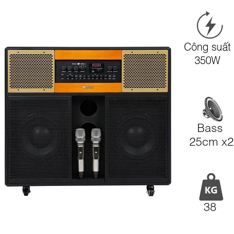 Loa Sumico HS 10, Bass 25cm, Công suất 350W, Bluetooth 5.0, Kèm 2 Micro