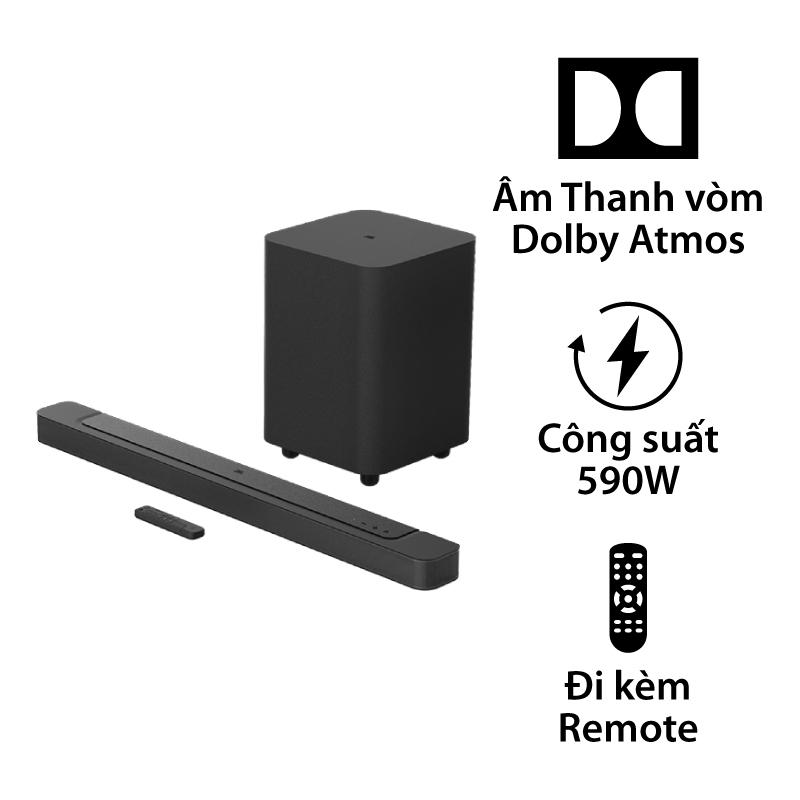 Loa Soundbar JBL Bar 500 Chính Hãng, Công Suất 590W, Dolby Atmos, Bluetooth 5.0, Wifi, HDMI, Optical, (Âm Thanh Vòm Ảo 5.1 Kênh)