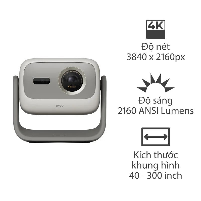 Máy Chiếu Jmgo N3 4K (3840×2160p), 1800 ISO Lumens (2160 ANSI Lumens), 40 - 300 inch, Tích hợp loa 20W, Google TV