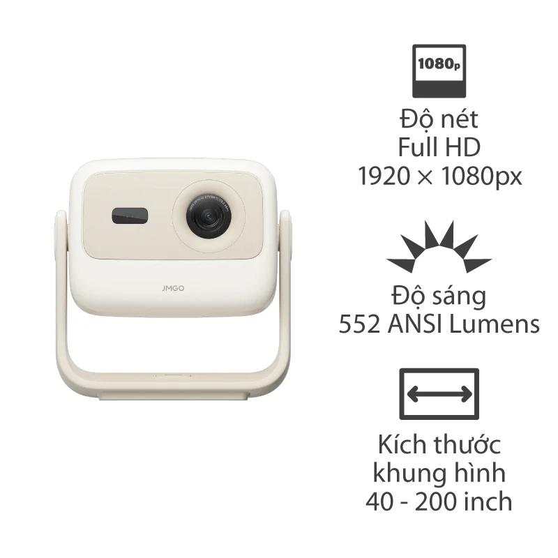 Máy Chiếu Jmgo N1S Nano, 460 ISO Lumens (552 ANSI Lumens), Full HD (1920x1080p) 40-200 inch, Google TV, Netflix, Wi-Fi 5, Bluetooth 5.1, USB, HDMI