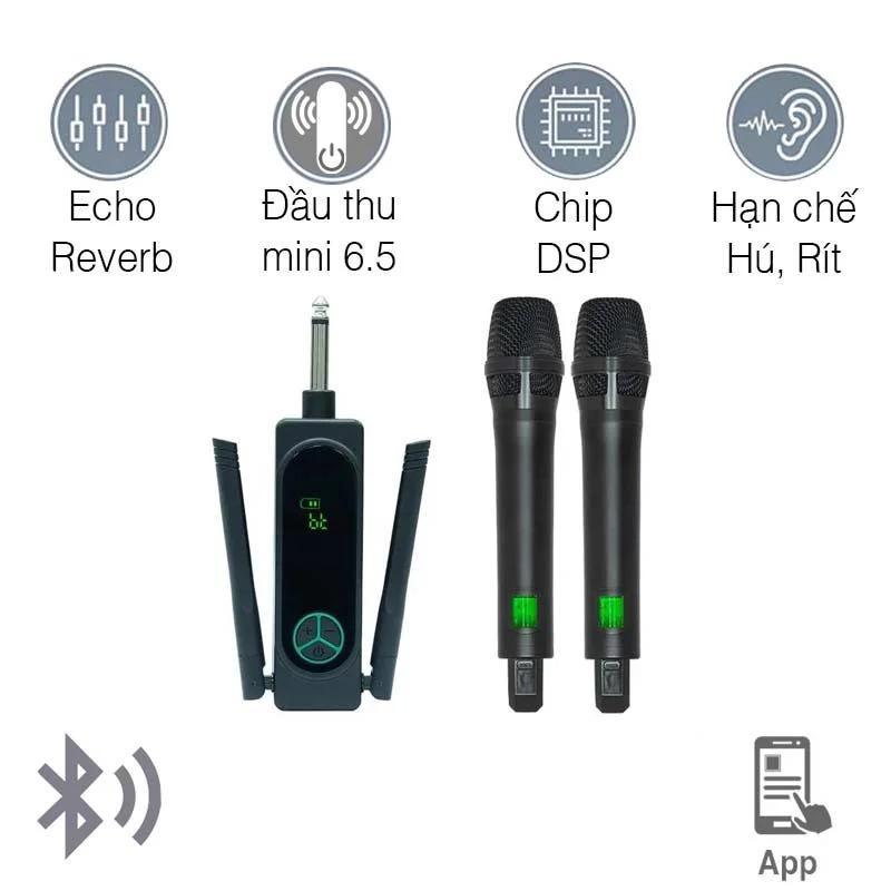 Micro Không Dây Acnos Mi30X, Có Bluetooth 5.0, Hỗ trợ Hát karaoke trên loa cột, loa di động biểu diễn
