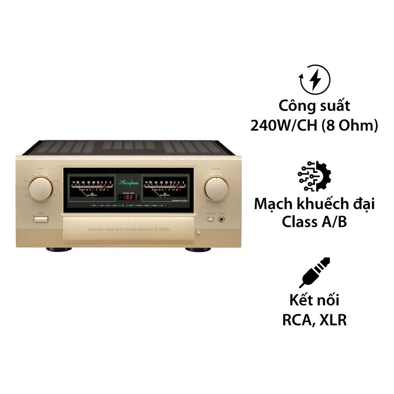 Amply Accuphase E-5000, Class AB (Công Suất 240 Watt / CH ở 8 ohm, 320 Watt/CH ở 4 ohm), AVAA, Analog, CD Amply Accuphase E-5000, Class AB (Công Suất 240 Watt / CH ở 8 ohm, 320 Watt/CH ở 4 ohm), AVAA, Analog, CD