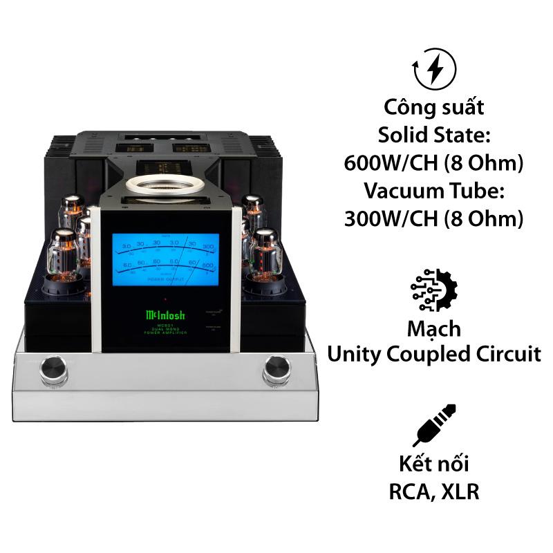 Mono Power McIntosh MC901, 1 Kênh, 600W (Phần Solid State), 300W (Phần Vacuum Tube) Mono Power McIntosh MC901, 1 Kênh, 600W (Phần Solid State), 300W (Phần Vacuum Tube)