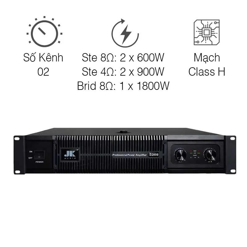 Đẩy công suất JKaudio D2600, 600W x 2 Kênh, Mạch Class H Đẩy công suất JKaudio D2600, 600W x 2 Kênh, Mạch Class H