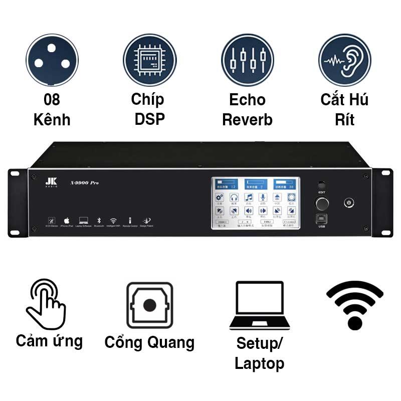 Vang số JKaudio X9900 Pro, Bluetooth, 8CH, Chống Hú, Cảm ứng, DSP Vang số JKaudio X9900 Pro, Bluetooth, 8CH, Chống Hú, Cảm ứng, DSP