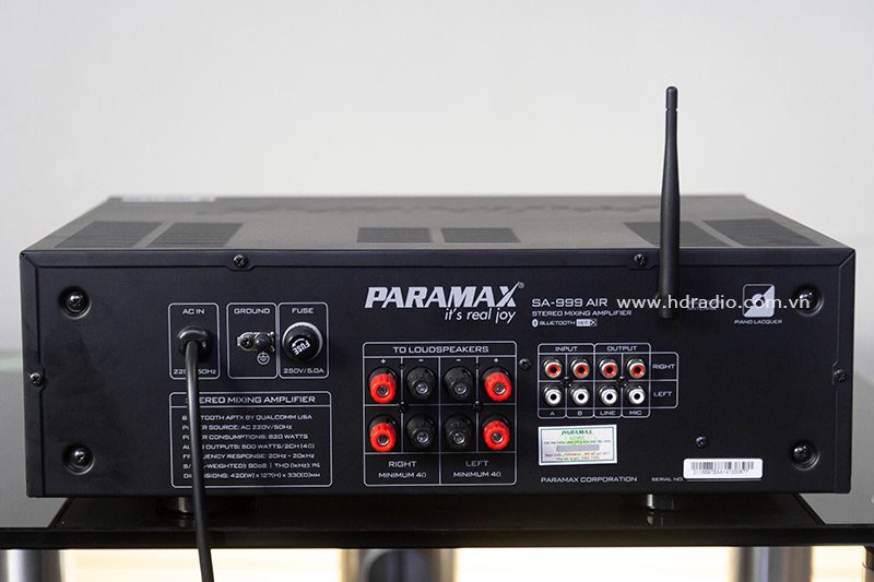 Amply Paramax SA 999 AIR New, (500W/2 Kênh, Bluetooth, 12Kg)-1