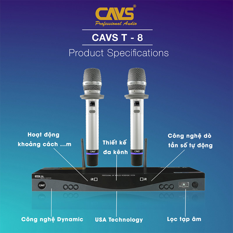 Micro Không Dây CAVS T8i, Dò sóng sạch, Công nghệ Dynamic, Chống hú-4
