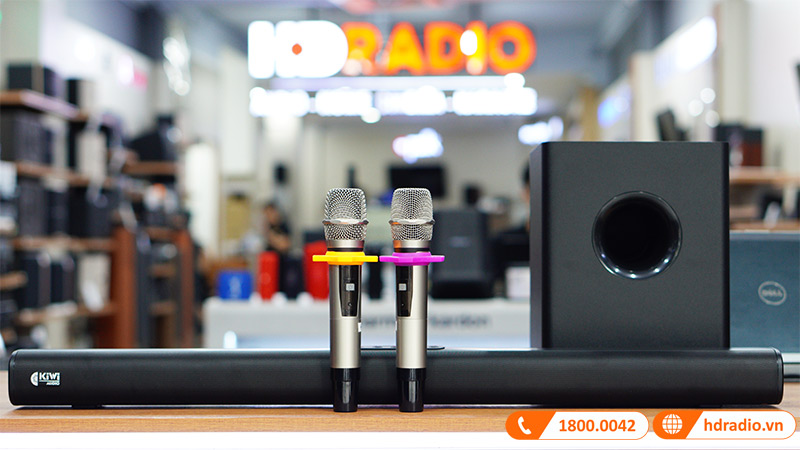 Loa Soundbar Karaoke Kiwi HK02, Kèm 2 Micro, 150W, Bluetooth 5.0, HDMI ARC-1