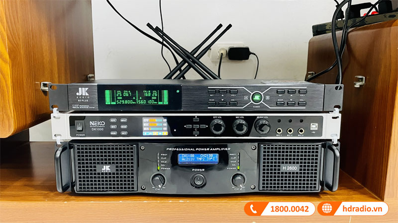 Dàn Karaoke Wharfedale HK36 ( Wharfedale 5090, Công suất, Neko DK1000, Micro Không dây )-5