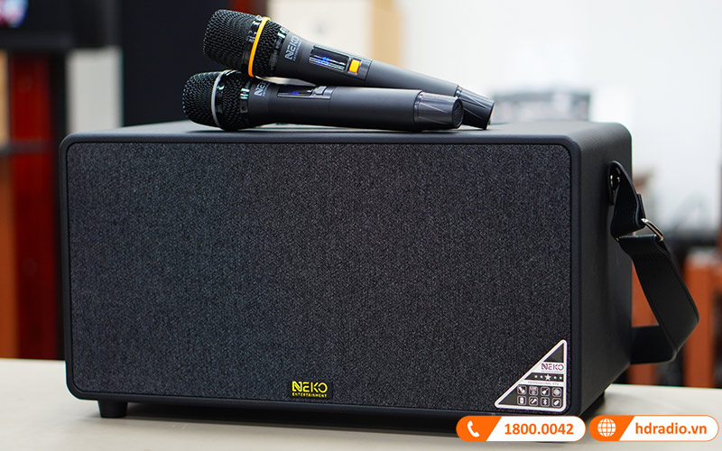 Loa Neko NK800, Bass 16.5cm, công Suất 120W, Pin 6-7h, Kèm 2 Tay Mic (có sẵn pin cho mic và có thể sạc lại)-3