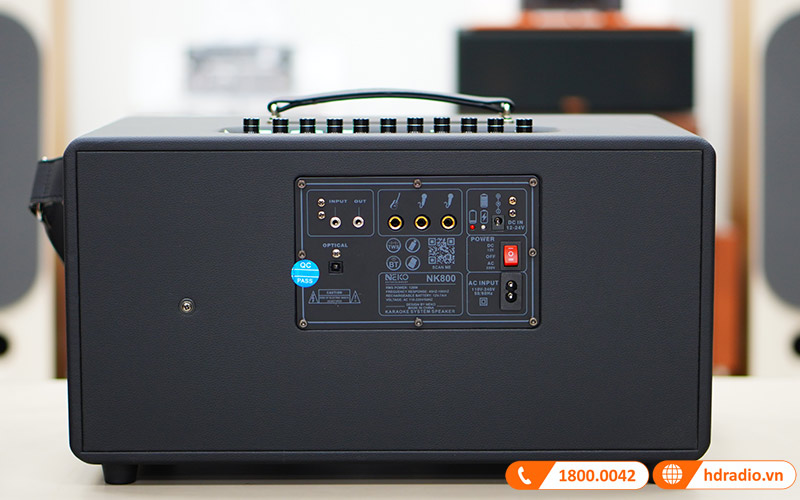 Loa Neko NK800, Bass 16.5cm, công Suất 120W, Pin 6-7h, Kèm 2 Tay Mic (có sẵn pin cho mic và có thể sạc lại)-7