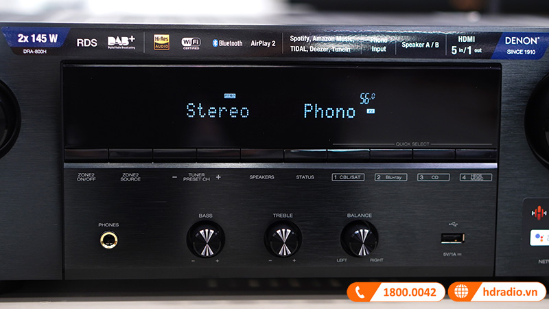 Amply Denon DRA-800H (2 Kênh, 100W/CH, HEOS, AirPlay 2, Bluetooth, WiFi, HDMI, Optical, Analog RCA)-7