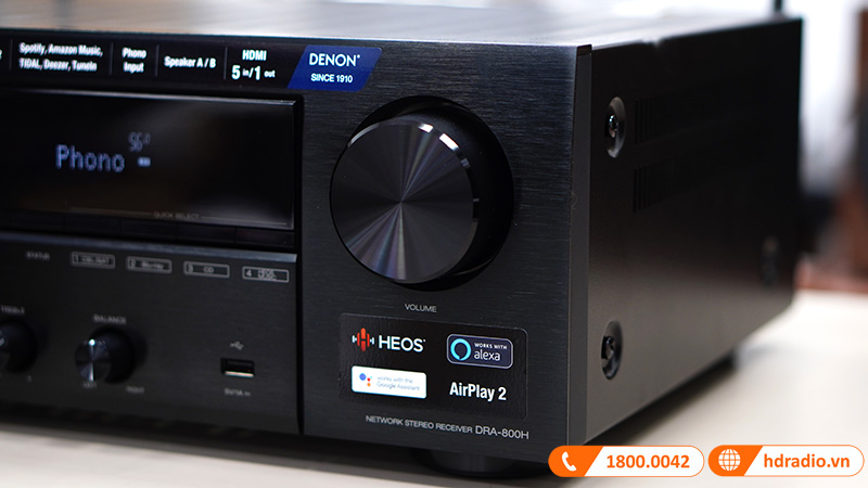 Amply Denon DRA-800H (2 Kênh, 100W/CH, HEOS, AirPlay 2, Bluetooth, WiFi, HDMI, Optical, Analog RCA)-8