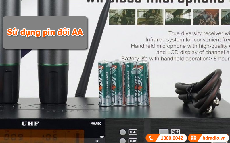 Micro Không Dây KIWI A5 2022 Dò sóng sạch, Băng tần UHF, Pin AA-4