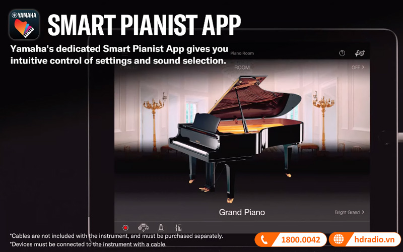 Đàn Piano Yamaha YDP-105, 88 Phím GHS, 10 âm sắc, 64 âm Polyphony, âm thanh AMW Stereo Sampling-10