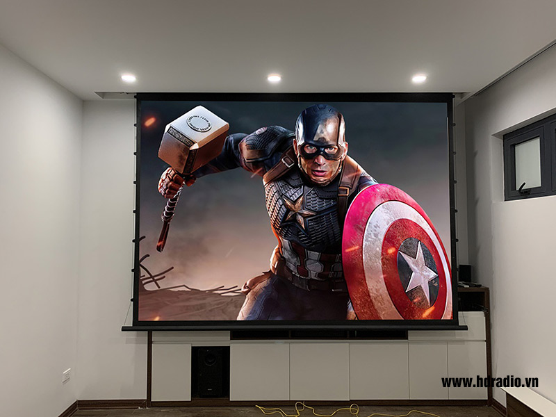 Lắp Hệ thống chiếu phim đỉnh cao cho anh Minh ở Thanh Xuân, HN (Máy chiếu 4K Optoma UHD51ALV, Màn chiếu phim Tab-tension 120 inch)