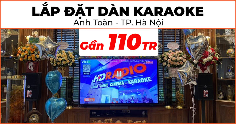 Lắp dàn karaoke chất lượng trị giá gần 110 triệu đồng cho anh Toàn ở Quận Long Biên, Hà Nội (Wharfedale ANGLO E312, Wharfedale CPD3600, JKaudio X9900 Pro, JKAudio B9)