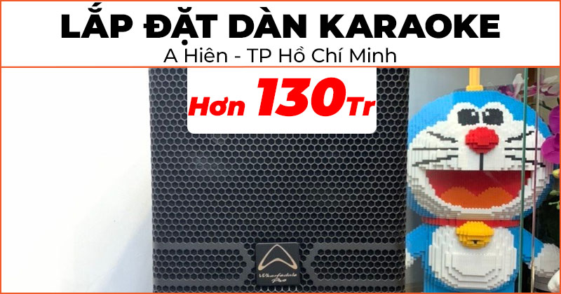 Lắp đặt hệ thống Dàn hát Karaoke Cao cấp trị giá hơn 130 triệu đồng cho anh Hiên ở ấp 3 Tân Nhật, Huyện Bình Chánh, TP. Hồ Chí Minh (Wharfedale ANGLO E312, Wharfedale CPD3600, JKaudio X9900 Pro, JKAudio B9, ViệtK 4K Plus 4TB, VietK 22 Inch, Kệ gỗ Audio)