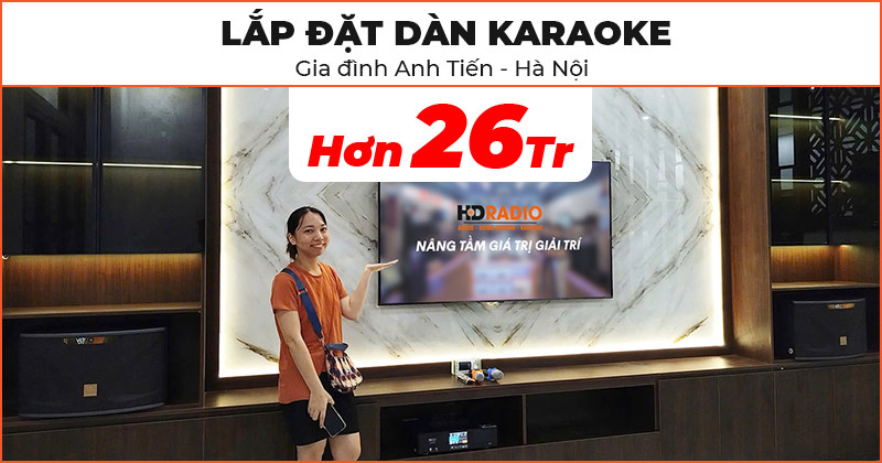 Lắp đặt Dàn karaoke Chất Lượng, Giá RẺ chỉ hơn 26 triệu đồng cho gia đình anh Tiến ở Bắc Từ Liêm, Hà Nội (JBL Ki112 Gold Edition, Neko AK3500)
