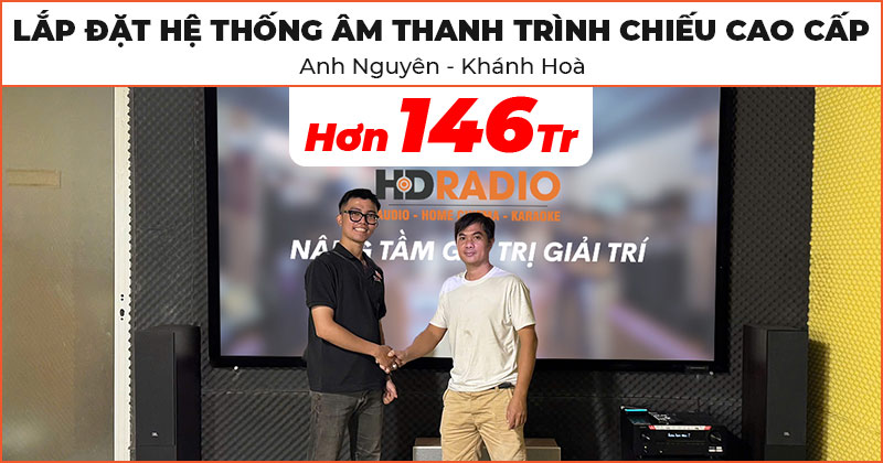 Lắp đặt hệ thống âm thanh trình chiếu cao cấp trị giá hơn 146 triệu đồng cho anh Nguyên ở Cam Ranh, Khánh Hoà (ViewSonic X11-4KP, Denon AVC-X3800H, Dune HD Homatics Box R 4K Plus, JBL Stage 240H, 220P, 245C, 260F, C-8IC, Akia AK-FF120WH2)