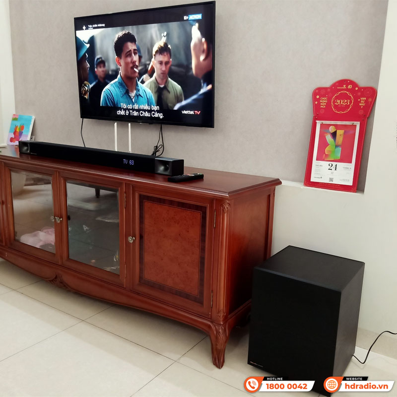 Lắp Bộ Loa Soundbar Klipsch Cinema 800 cho anh Đương