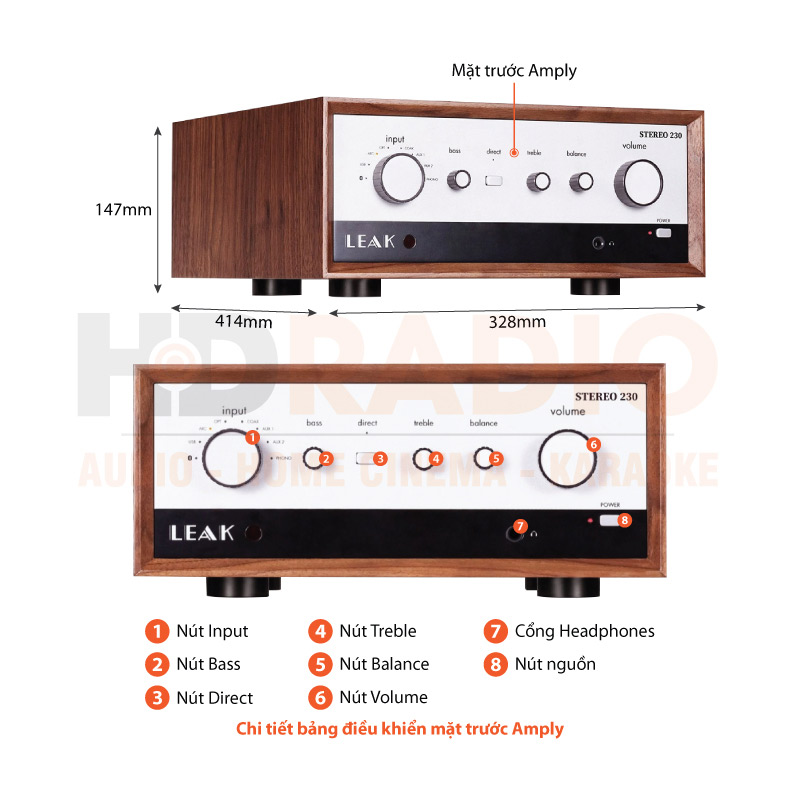 Chú thích Amply Leak Stereo 230