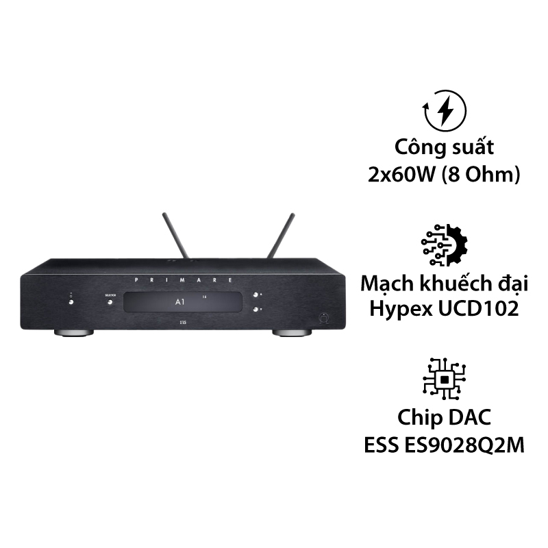 Amply Primare I15 Prisma MK2, 2 Kênh, 100W/CH (4Ohm), Bluetooth, Wifi