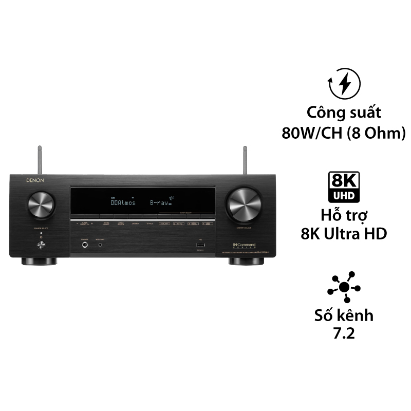 Amply Denon AVR-X1700H Chính Hãng, 8K, 7.2 Kênh, 145W/CH, Bluetooth, HDMI eARC