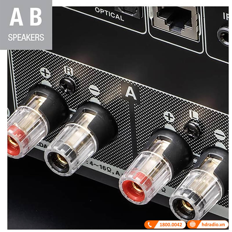 Amply Denon DRA-800H có các cọc kết nối loa