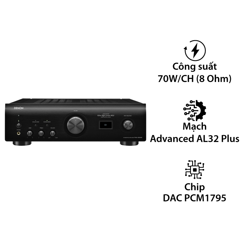 Amply Denon PMA 1600NE, 2 Kênh, 70W/CH (8 Ohm), Optical, USB
