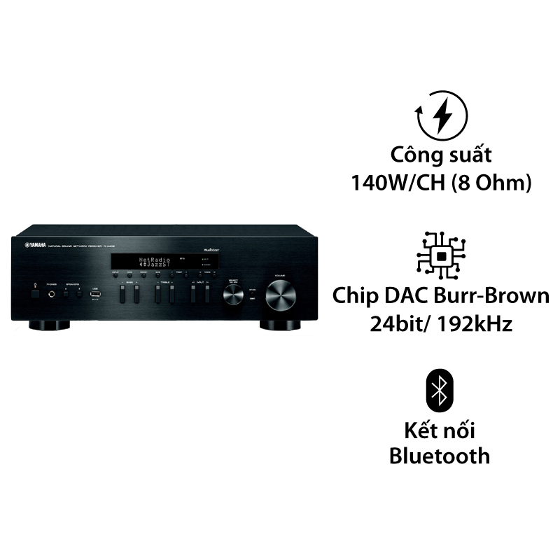Amply Yamaha R-N402, 2 Kênh, 140W/CH (8Ohms), Bluetooth (Made in Malaysia)