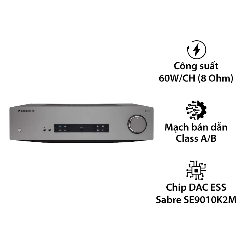 Amply Cambridge Audio CXA 61, 2 Kênh, 60W/CH (8 Ohm), Bluetooth