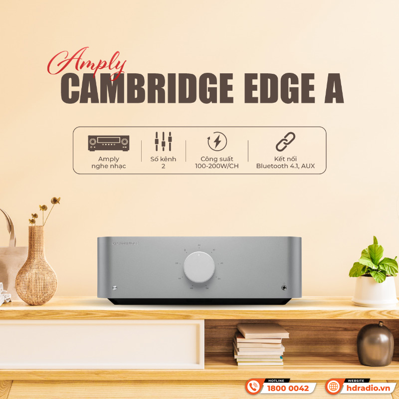 Amply Cambridge Edge A, 2 Kênh, 100W/CH (8Ohms), Bluetooth 4.1-5