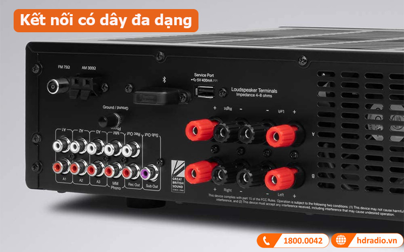Amply Cambridge Audio AXR85 kết nối có dây đa dạng 