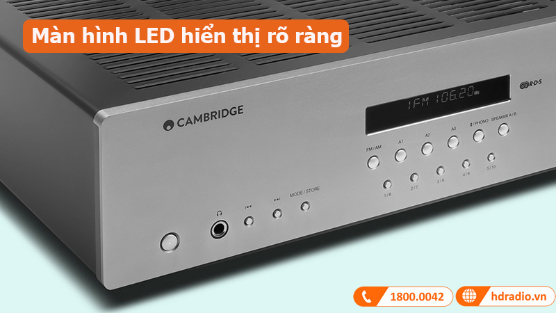 Amply Cambridge Audio AXR85 màn hình LED hiển thị rõ ràng