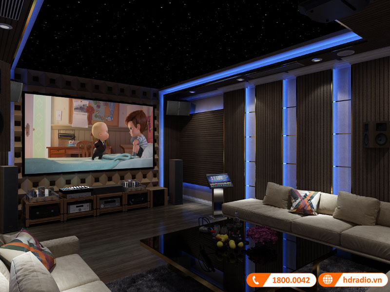 Thiết kết phòng chiếu phim gia đình anh Thắng Vinhomes Reverside